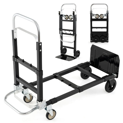 3 in 1 Convertible Hand Truck Heavy Duty Folding Trolley with Retractable Handle and Adjustable Length