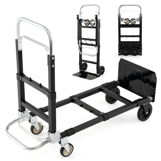 3 in 1 Convertible Hand Truck Heavy Duty Folding Trolley with Retractable Handle and Adjustable Length
