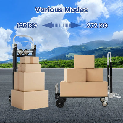 3 in 1 Convertible Hand Truck Heavy Duty Folding Trolley with Retractable Handle and Adjustable Length