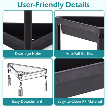 3-Tier Corner Shower Caddy 2-Pack Bathroom Standing Shelf with Detachable Design