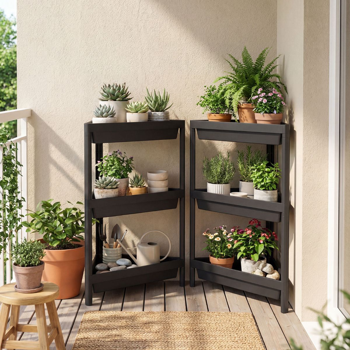 3-Tier Corner Shower Caddy 2-Pack Bathroom Standing Shelf with Detachable Design