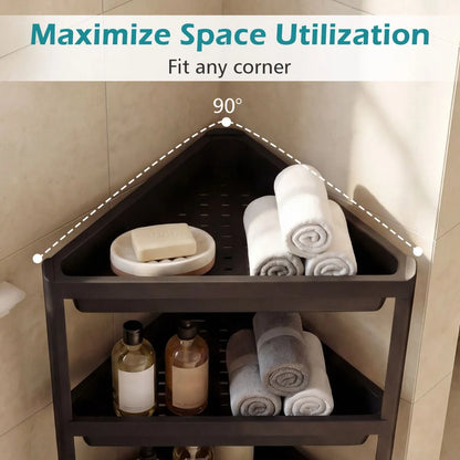 3-Tier Corner Shower Caddy 2-Pack Bathroom Standing Shelf with Detachable Design