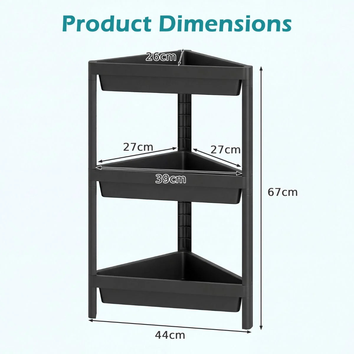 3-Tier Corner Shower Caddy 2-Pack Bathroom Standing Shelf with Detachable Design
