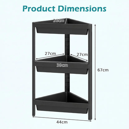 3-Tier Corner Shower Caddy 2-Pack Bathroom Standing Shelf with Detachable Design