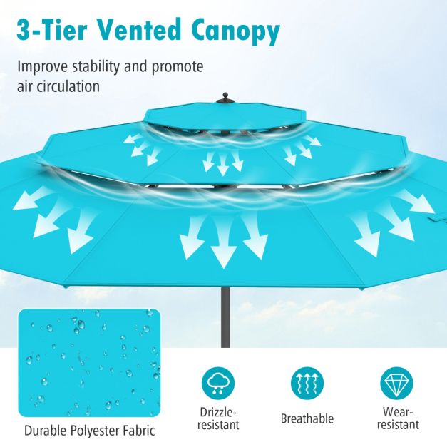 296cm 3 Tier Outdoor Umbrella