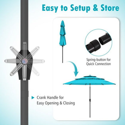 296cm 3 Tier Outdoor Umbrella