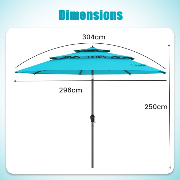 296cm 3 Tier Outdoor Umbrella