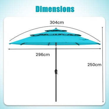 296cm 3 Tier Outdoor Umbrella