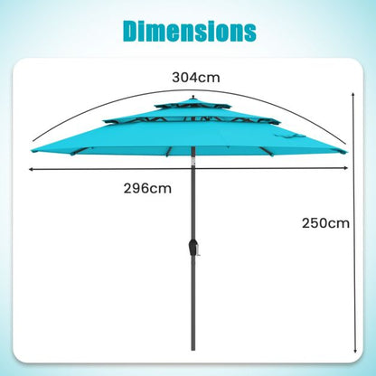 296cm 3 Tier Outdoor Umbrella