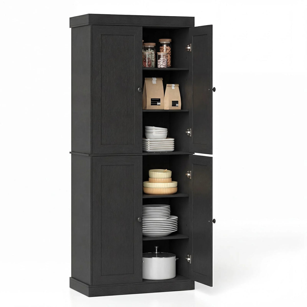 Tall Kitchen Cupboard, Pantry Storage Cabinet with 4 Doors
