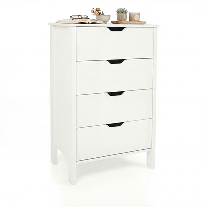 4-Drawer Wooden Tall Utility Storage Dresser with Anti-Toppling Kits for Bedroom