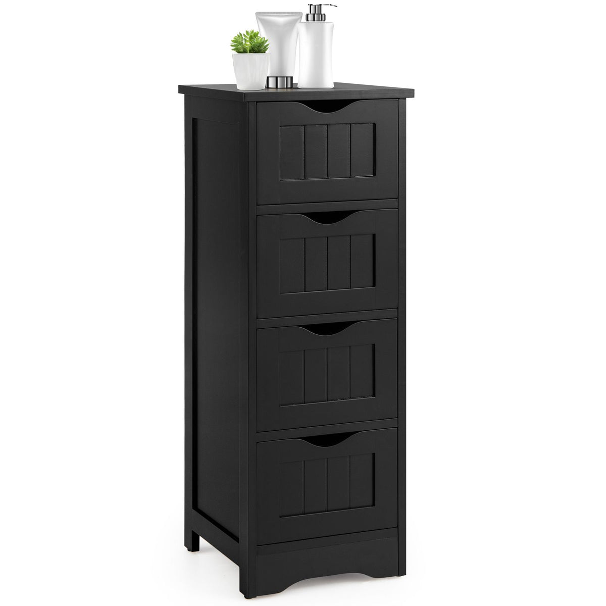 4 Drawers Bathroom Floor Cabinet with Curved Handle