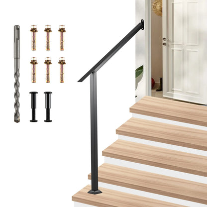 3 Step Heavy-Duty Adjustable Galvanized Steel Railing with Installation Kit for Concrete