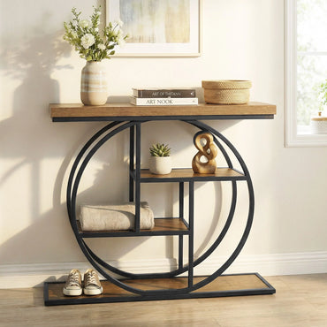 4-Tier Console Table 105CM Entryway Table with Storage Shelves