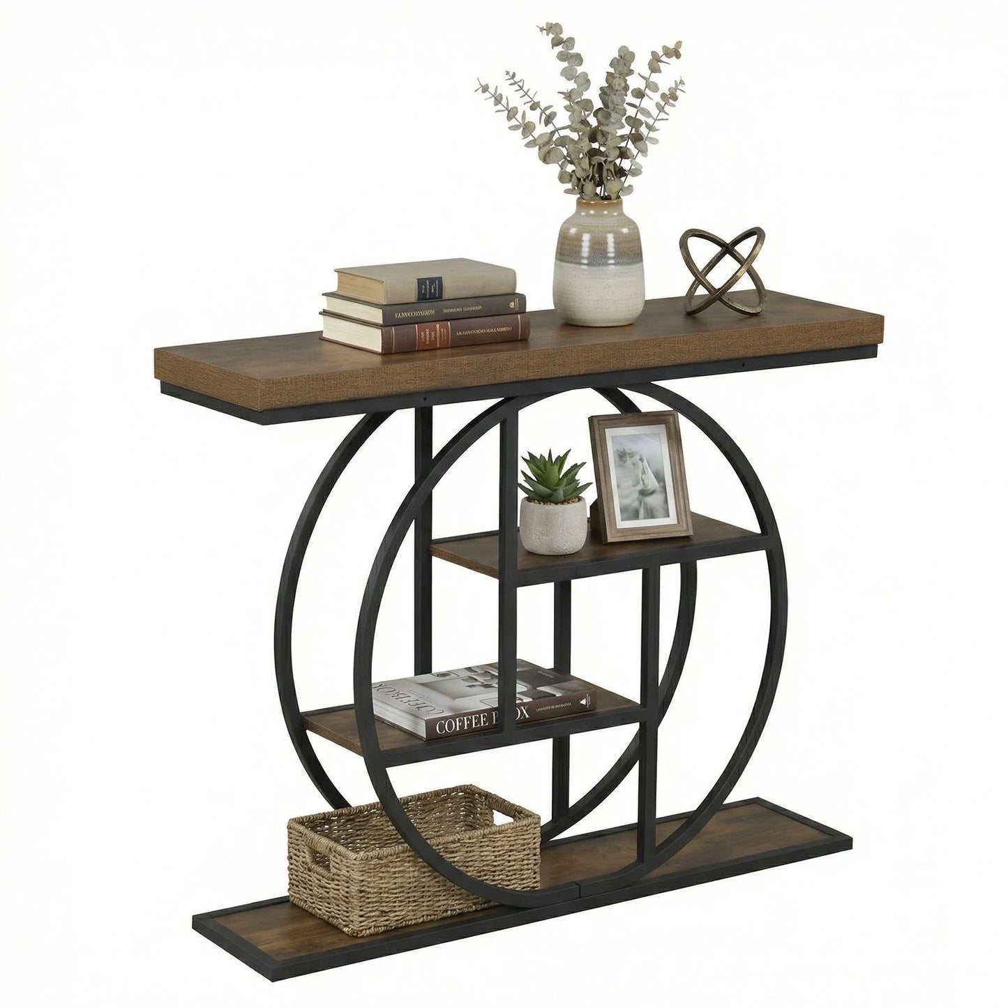 4-Tier Console Table 105CM Entryway Table with Storage Shelves