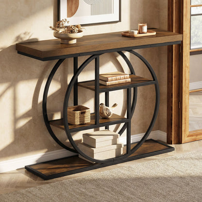 4-Tier Console Table 105CM Entryway Table with Storage Shelves