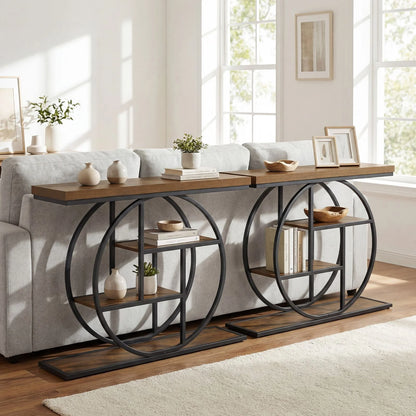 4-Tier Console Table 105CM Entryway Table with Storage Shelves