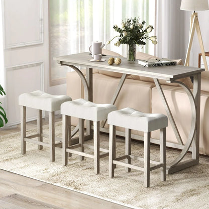 4-Piece Height Bistro Table and Saddle Seat Stools with Power Outlet