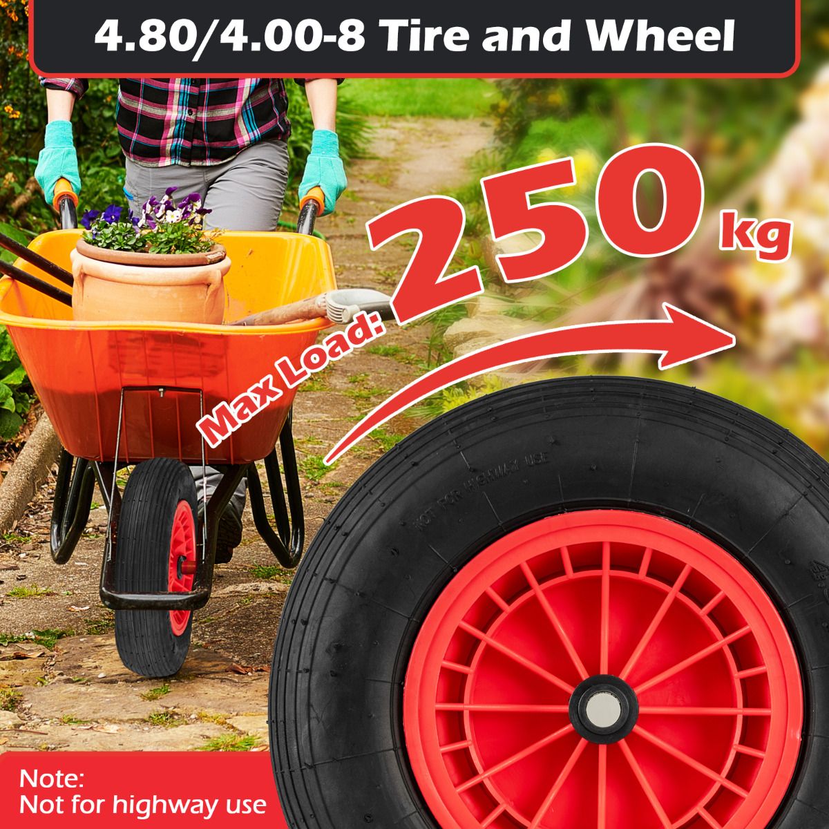 4.80/4.00-8 Wheelbarrow Tire and Wheel Pneumatic Tire