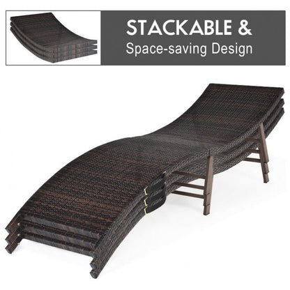 2PCS Folding Chaise Lounge Double-sided Cushioned
