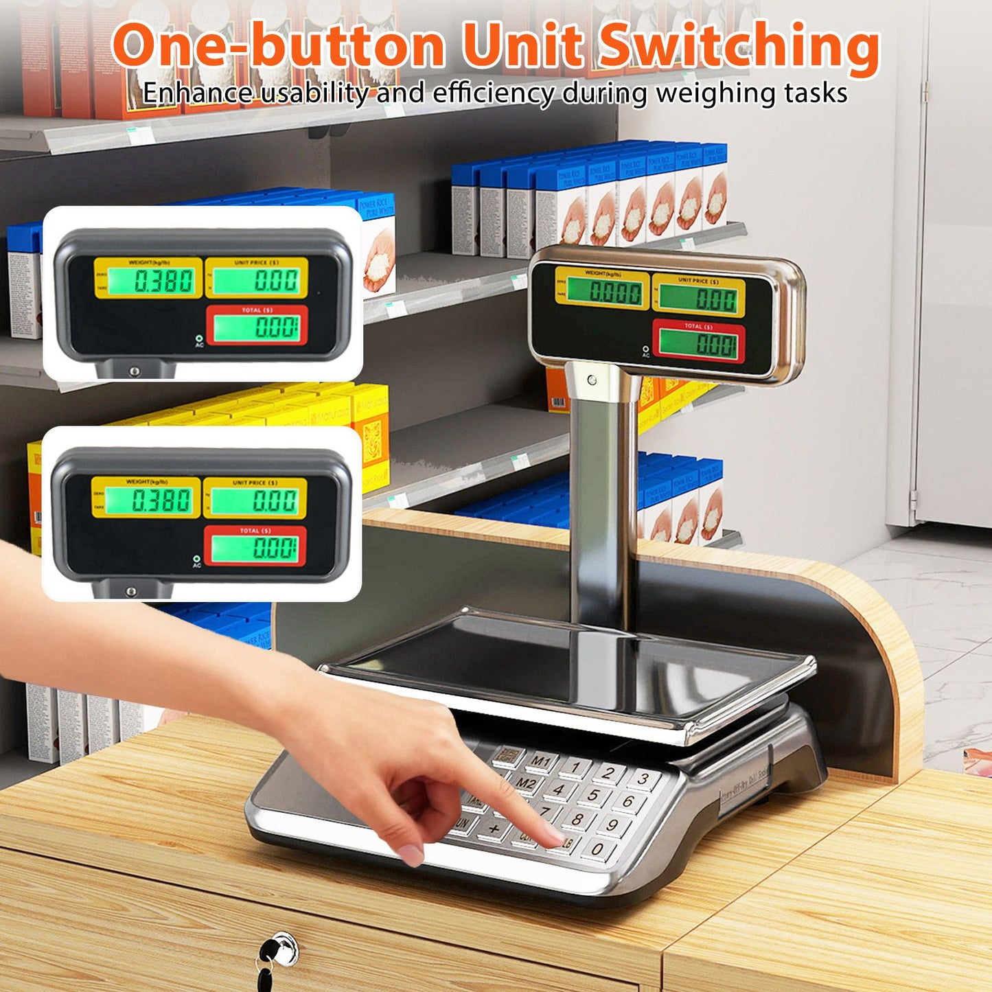 40kg Price Computing Scale with Pole Dual LCD Display and Counting Function