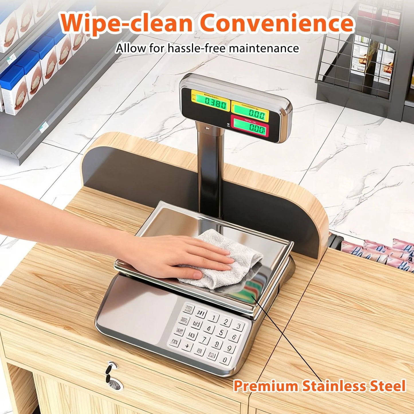 40kg Price Computing Scale with Pole Dual LCD Display and Counting Function
