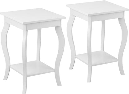 Accent End Table with Elegant Curved Legs and 2-Tier Open Storage Shelves