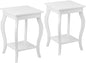 Accent End Table with Elegant Curved Legs and 2-Tier Open Storage Shelves