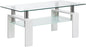 2-Tier Coffee Table, Tempered Glass Rectangle Sofa Side Table