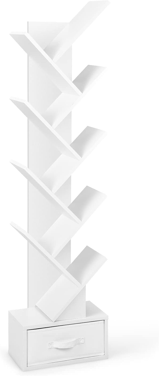 10-Tiers Floor Standing Wooden Bookcase Storage Shelving Unit