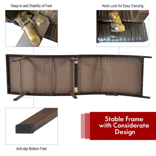 2PCS Folding Chaise Lounge Double-sided Cushioned