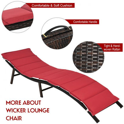 2PCS Folding Chaise Lounge Double-sided Cushioned