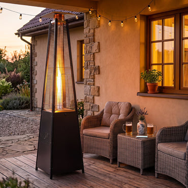 45000 BTU Pyramid Patio Heater with Zippered Cover and Triple Safety Protection for Deck