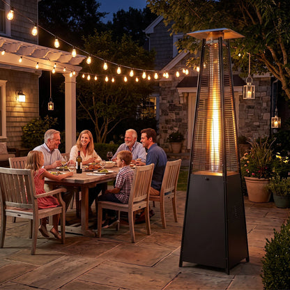 45000 BTU Pyramid Patio Heater with Zippered Cover and Triple Safety Protection for Deck