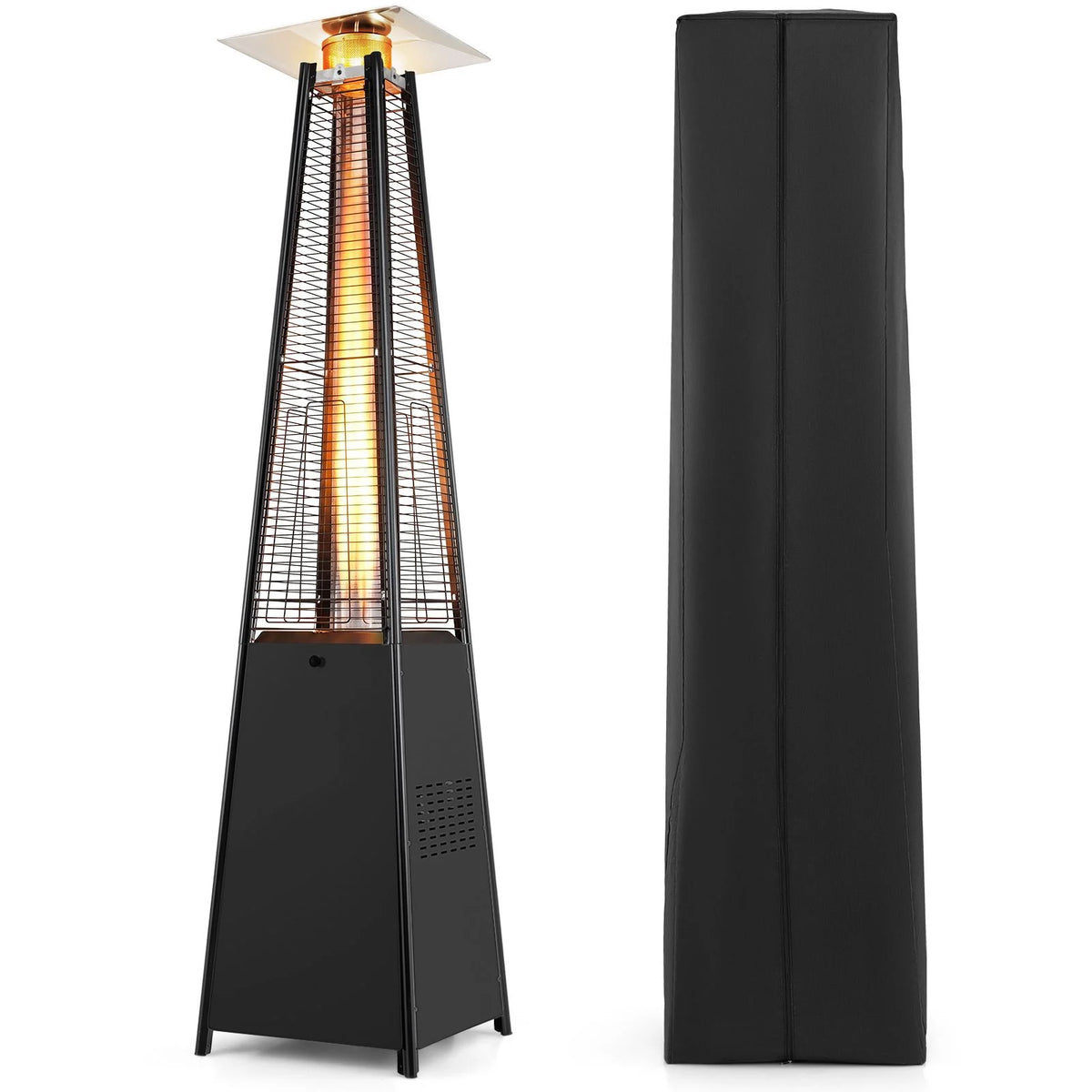 45000 BTU Pyramid Patio Heater with Zippered Cover and Triple Safety Protection for Deck