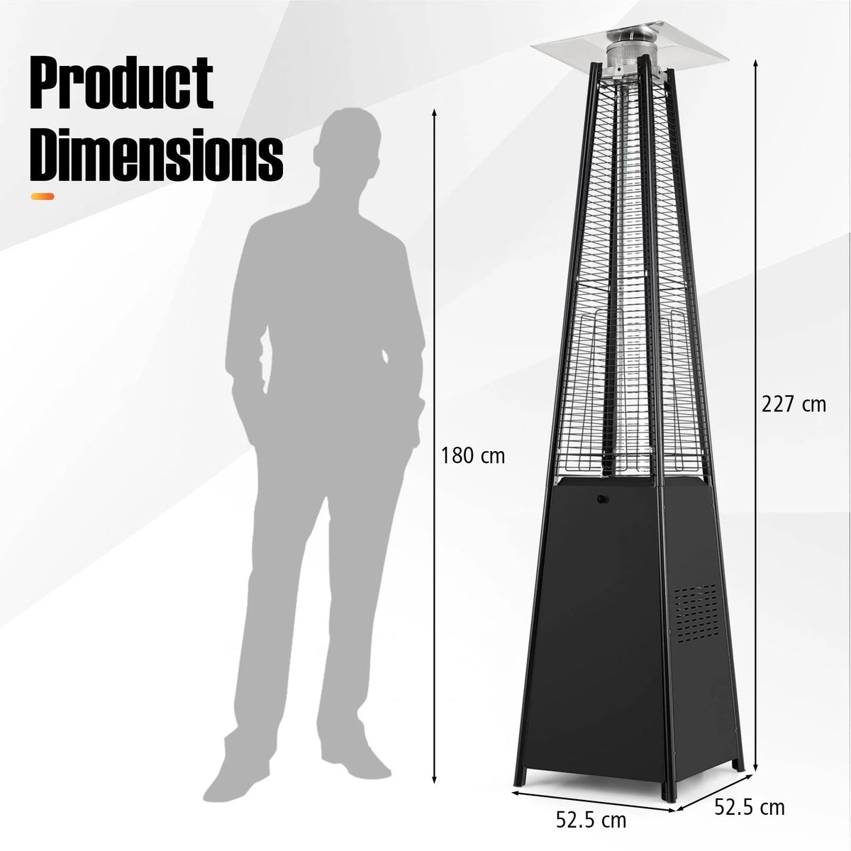 45000 BTU Pyramid Patio Heater with Zippered Cover and Triple Safety Protection for Deck