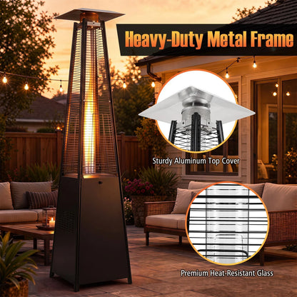 45000 BTU Pyramid Patio Heater with Zippered Cover and Triple Safety Protection for Deck