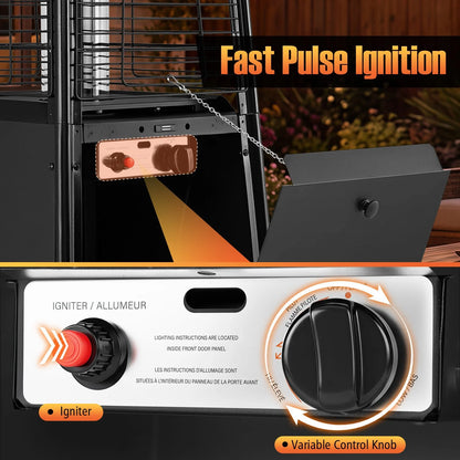 45000 BTU Pyramid Patio Heater with Zippered Cover and Triple Safety Protection for Deck