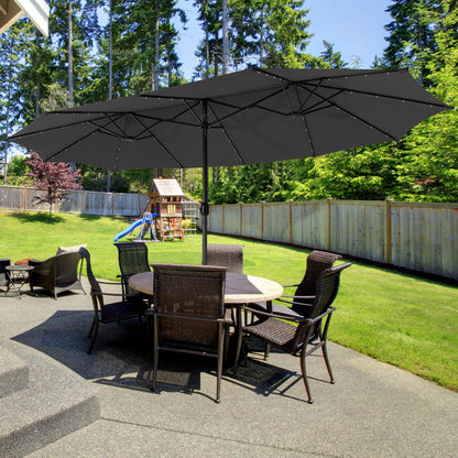 450cm Double-Sided Patio Umbrella with Solar Lights