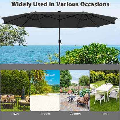 450cm Double-Sided Patio Umbrella with Solar Lights