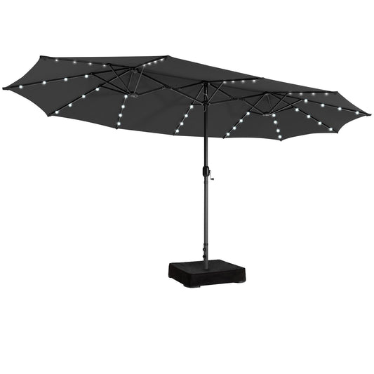 450cm Double-Sided Patio Umbrella with Solar Lights
