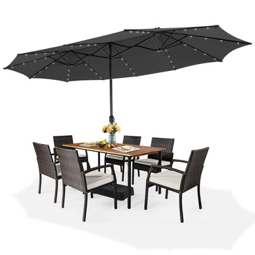 450cm Double-Sided Patio Umbrella with Solar Lights