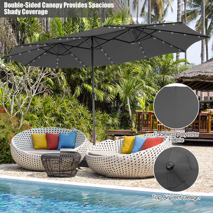 450cm Double-Sided Patio Umbrella with Solar Lights