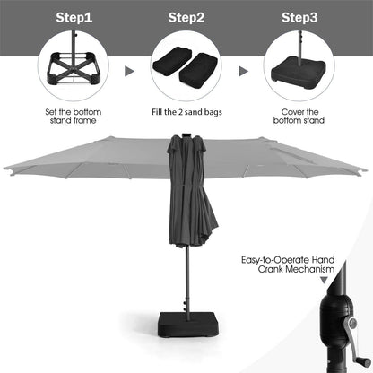 450cm Double-Sided Patio Umbrella with Solar Lights