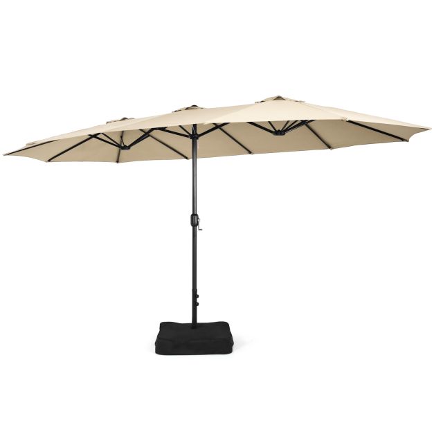 450cm Double-Sided Patio Umbrella with Base and Hand-Crank System