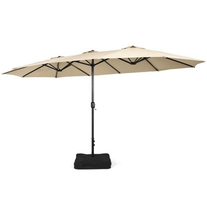 450cm Double-Sided Patio Umbrella with Base and Hand-Crank System