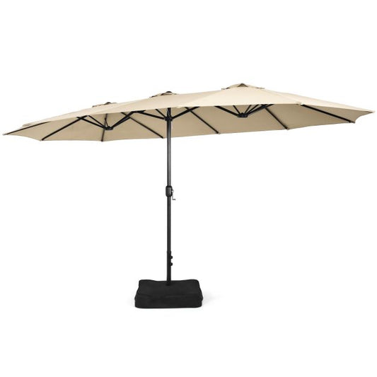 450cm Double-Sided Patio Umbrella with Base and Hand-Crank System
