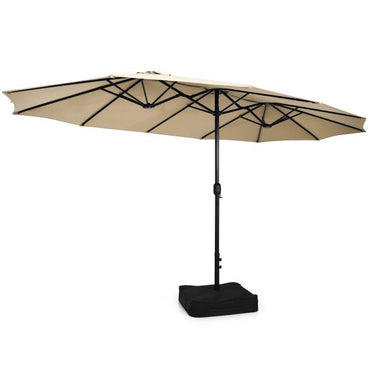 450cm Double-Sided Patio Umbrella with Base and Hand-Crank System