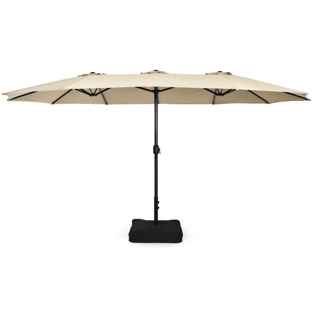 450cm Double-Sided Patio Umbrella with Base and Hand-Crank System