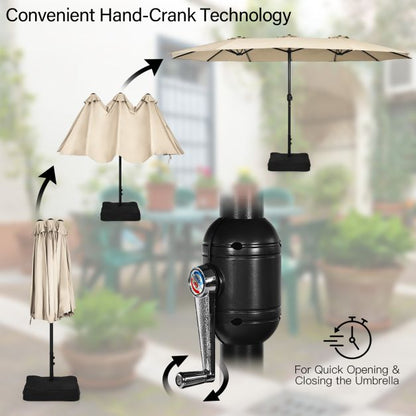 450cm Double-Sided Patio Umbrella with Base and Hand-Crank System
